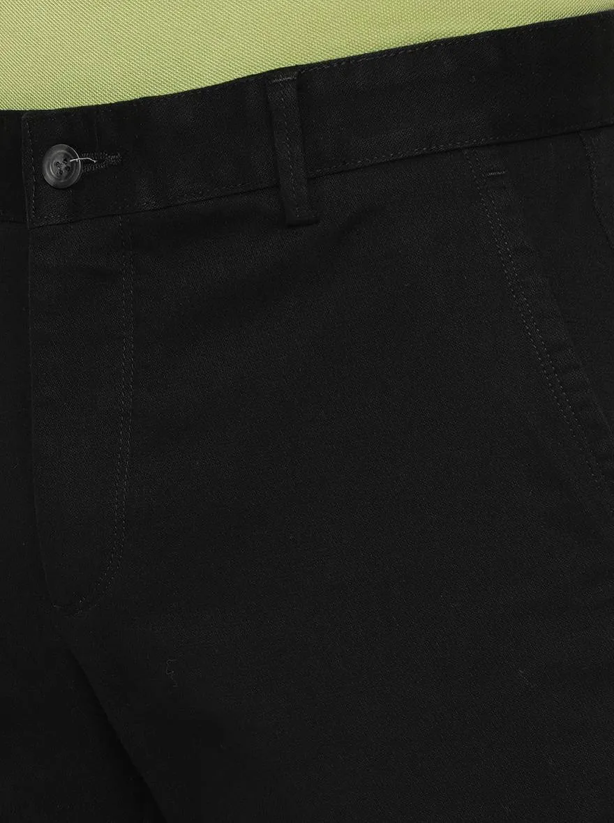 Jet Black Solid Slim Fit Casual Trouser | Greenfibre