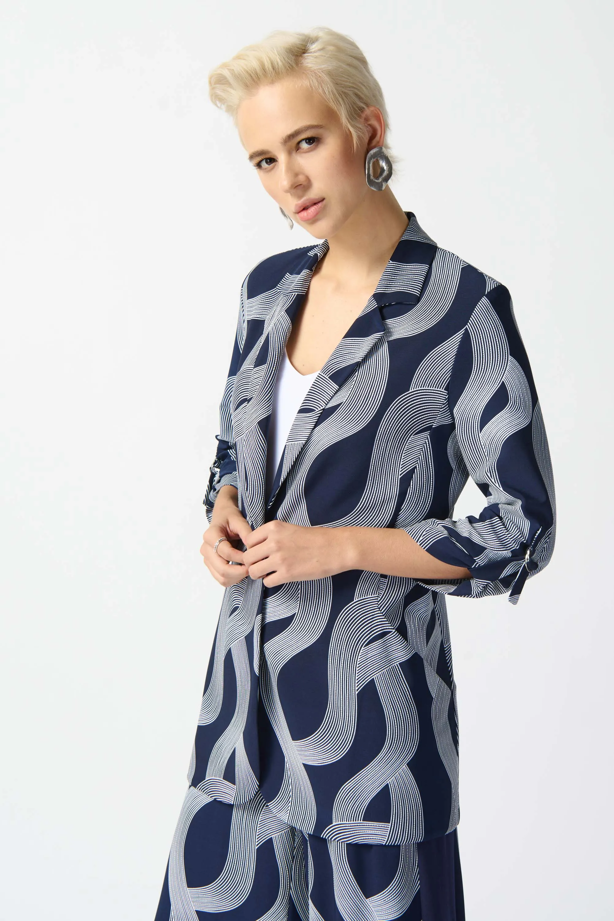 Joseph Ribkoff - 242198 Abstract Print Longline Blazer