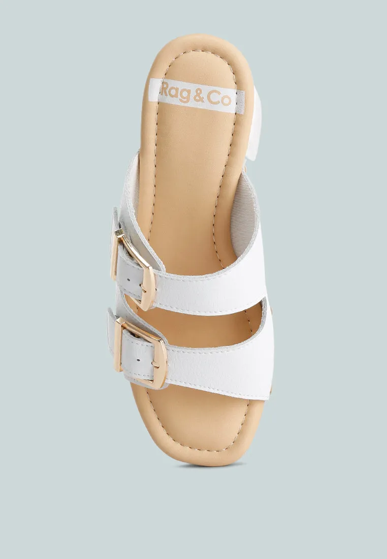 Kenna Dual Buckle Strap Sandals In White