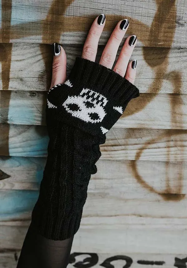 Knitted Skull & Crossbones | FINGERLESS GLOVES