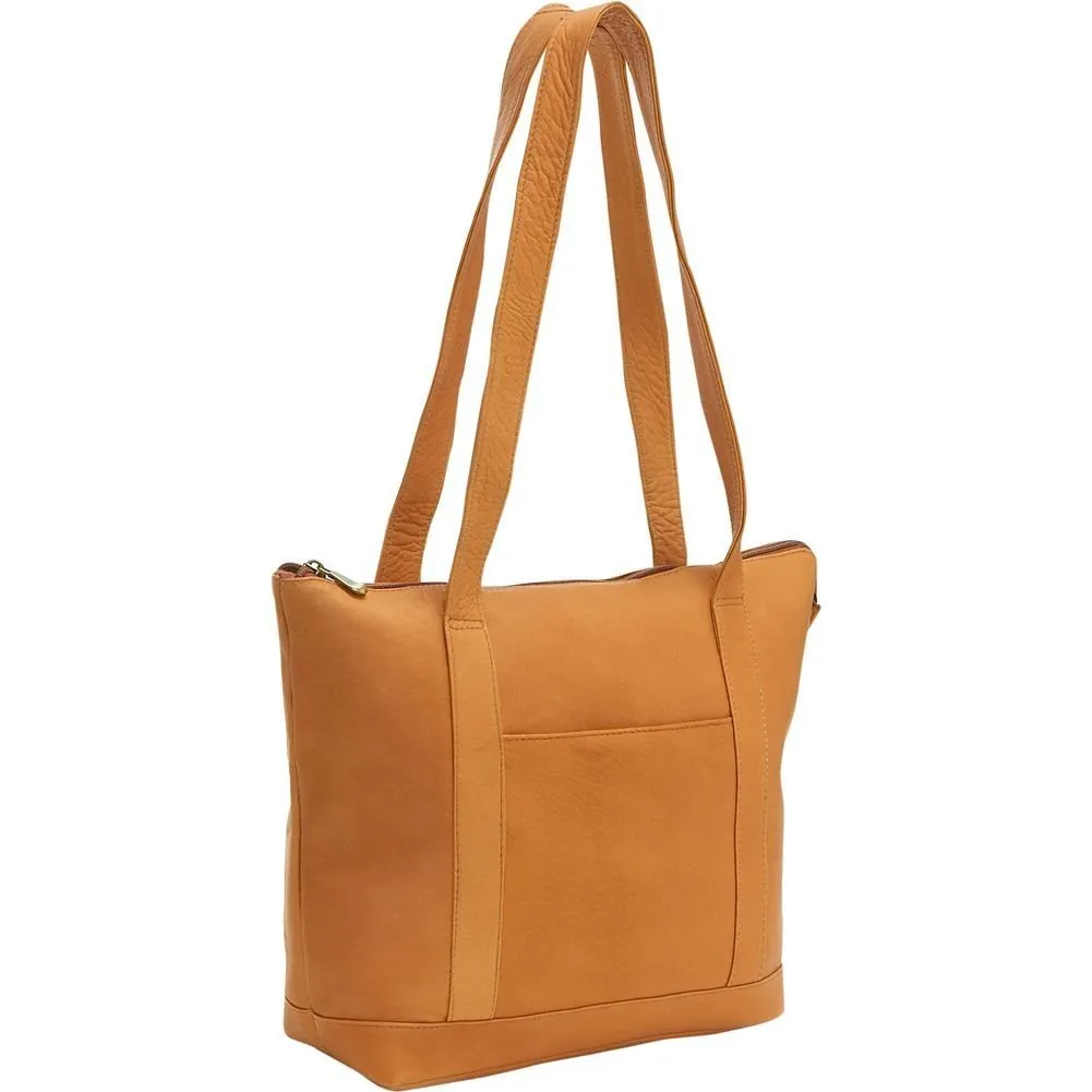 Leather Double Strap Small Pocket Tote