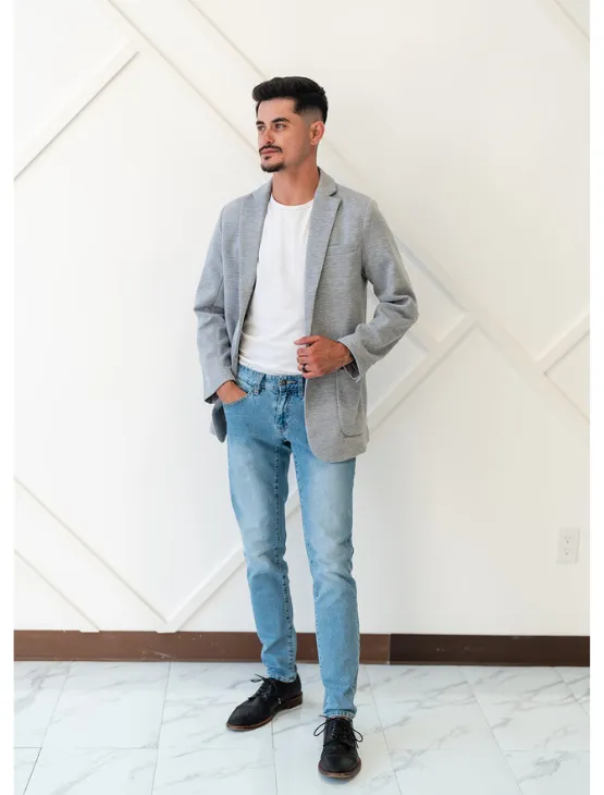 Light Grey Casual Knit Blazer