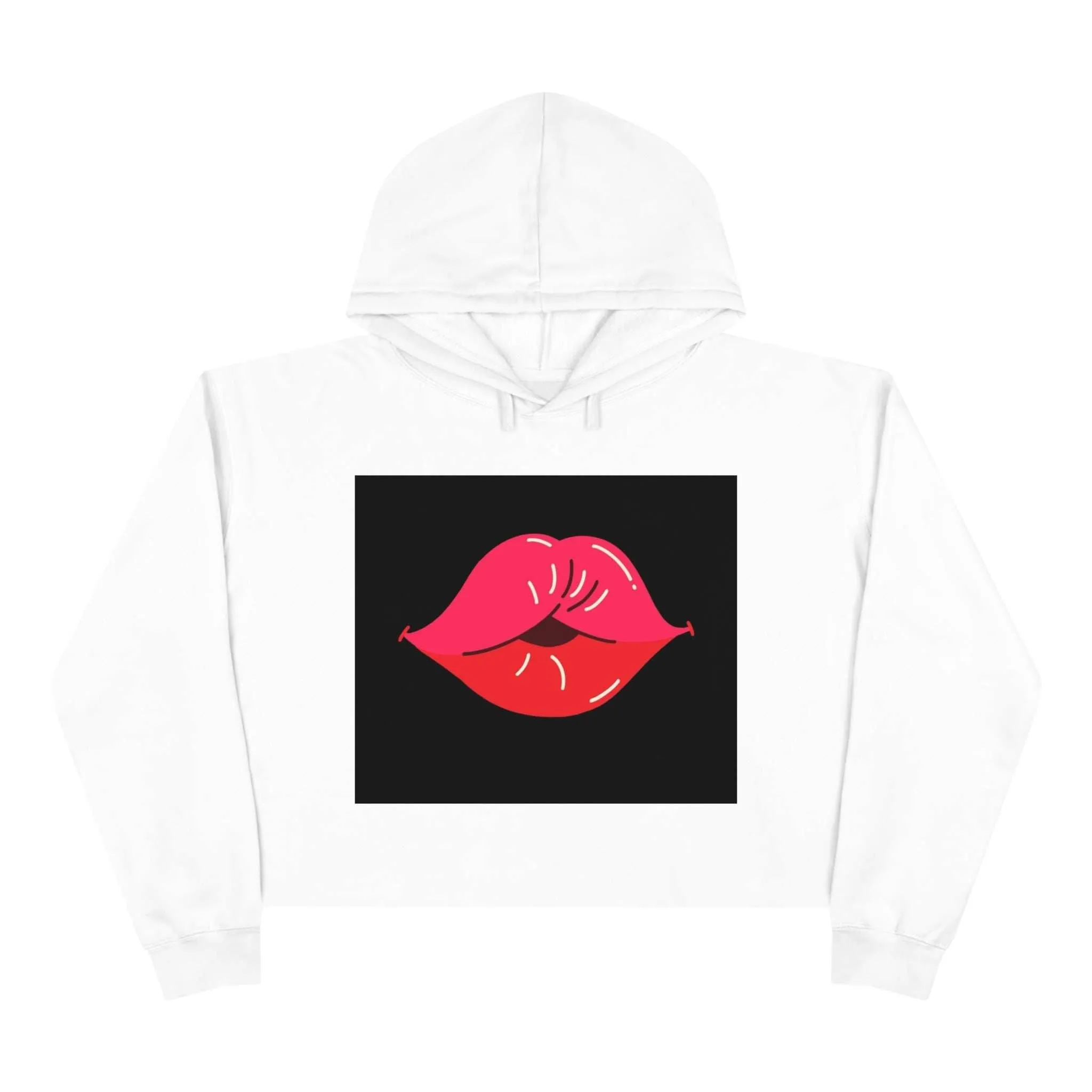 Luscious Red Lips Relaxed Fit Crop Hoodie