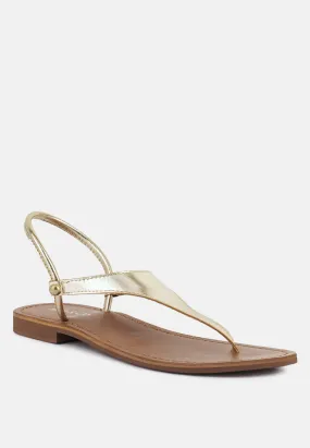 MADELINE Gold Flat Thong Sandals