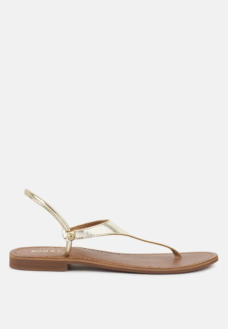 MADELINE Gold Flat Thong Sandals