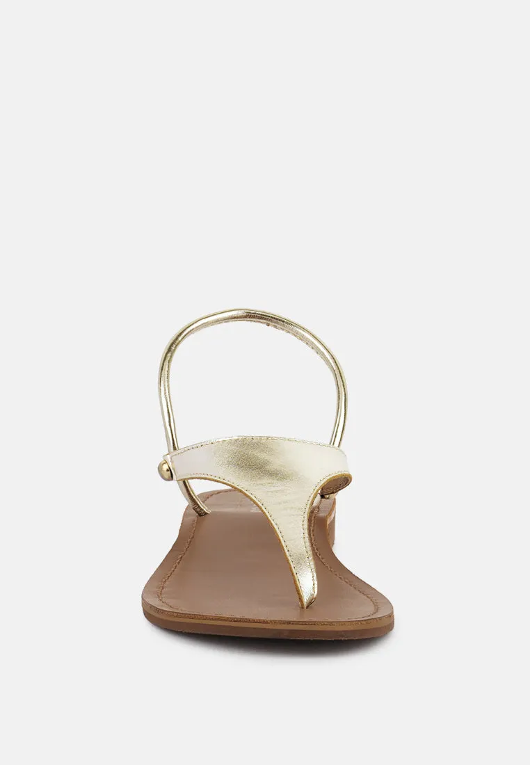 MADELINE Gold Flat Thong Sandals