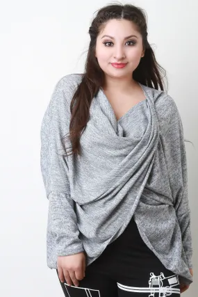 Marled Knit Twisted Sweater Top