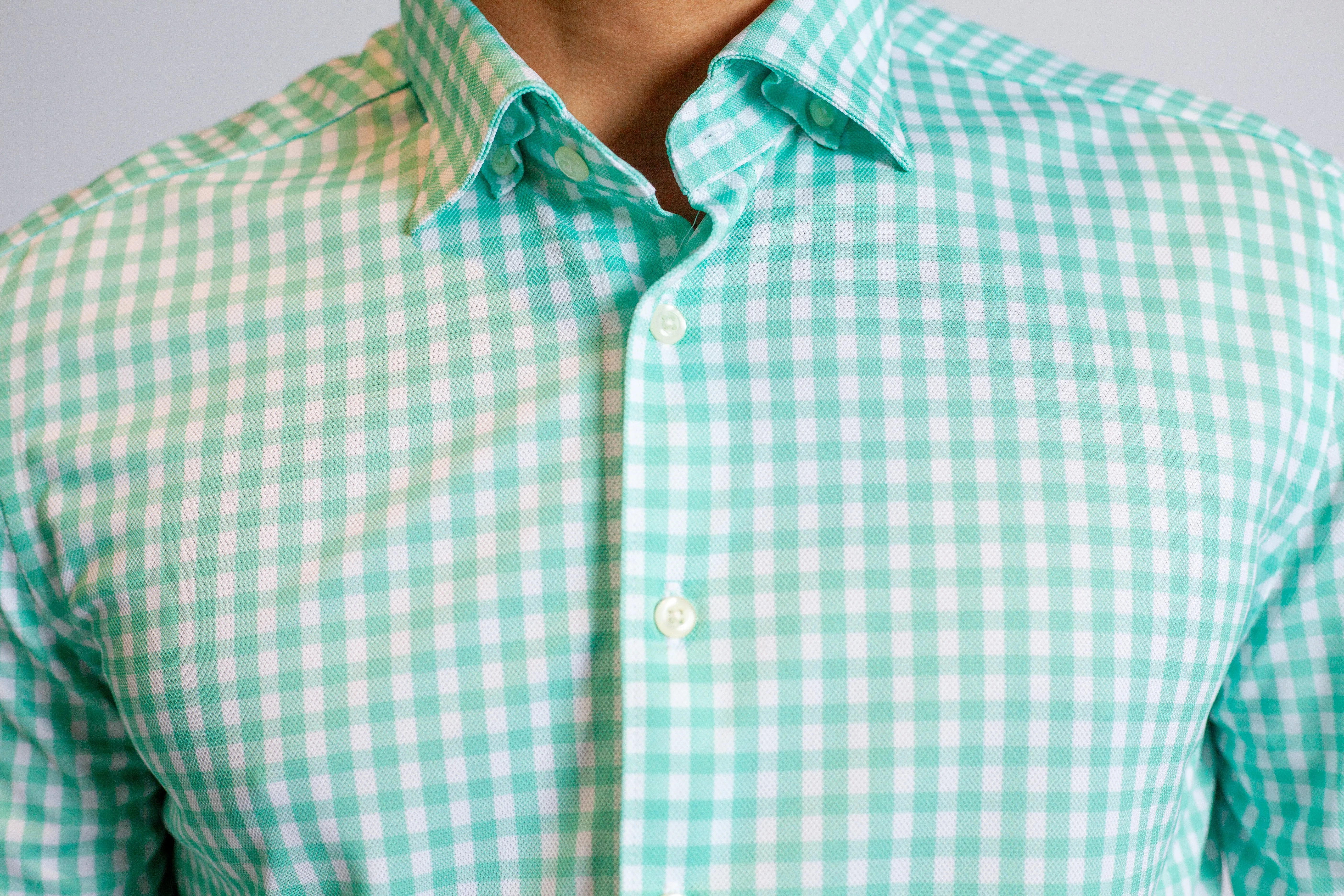 Mauro Long Sleeve Check Tech Shirt - Emerald