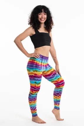 Melting Stripes Tie Dye Cotton Leggings in Sugar Rainbow