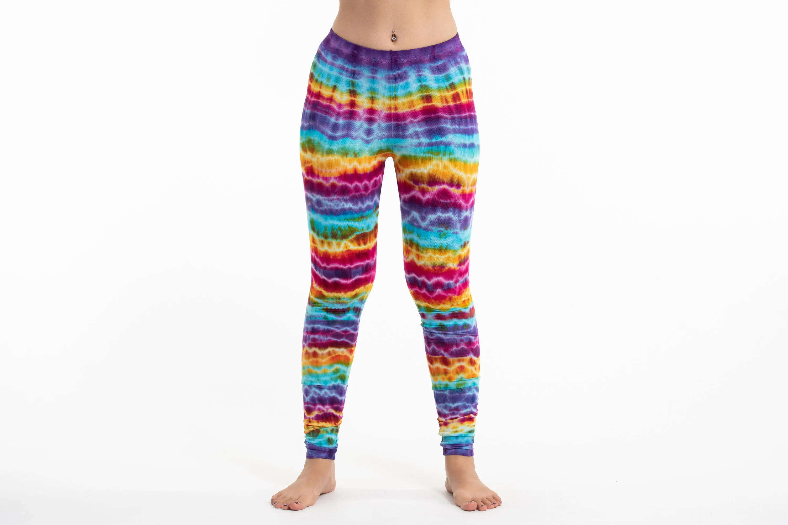 Melting Stripes Tie Dye Cotton Leggings in Sugar Rainbow