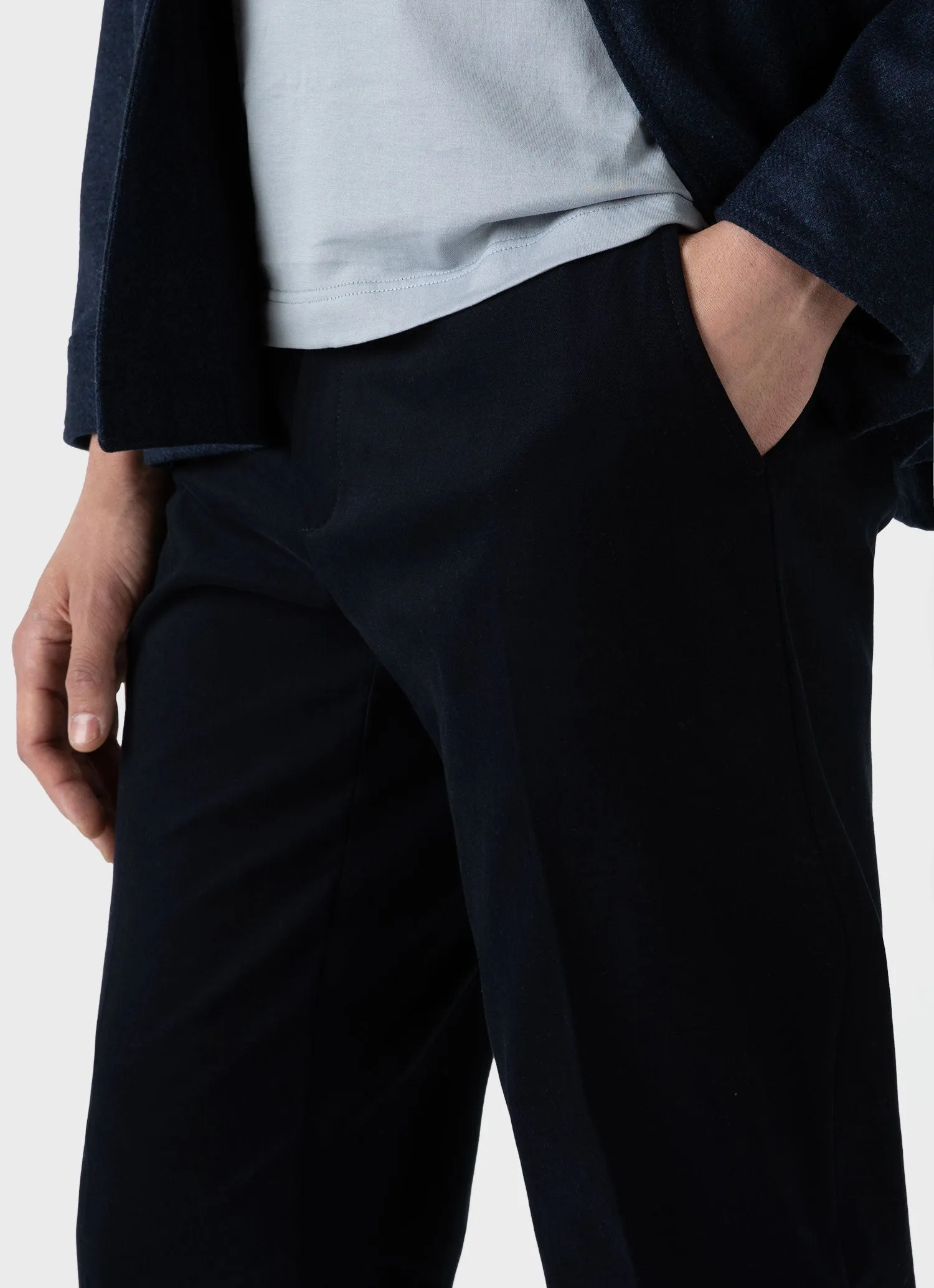 Men's Brushed Cotton Wool Trouser in Navy