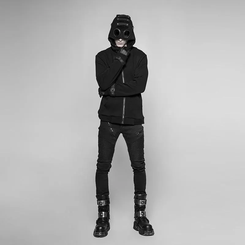 Men's Punk Hoodie With Ribbed Cuffs