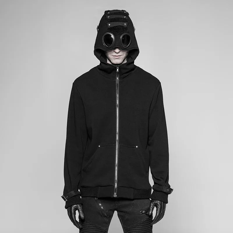 Men's Punk Hoodie With Ribbed Cuffs