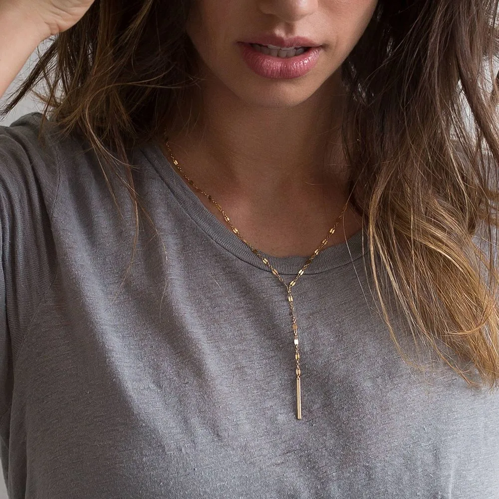 Minimalist Bar Lariat Necklace