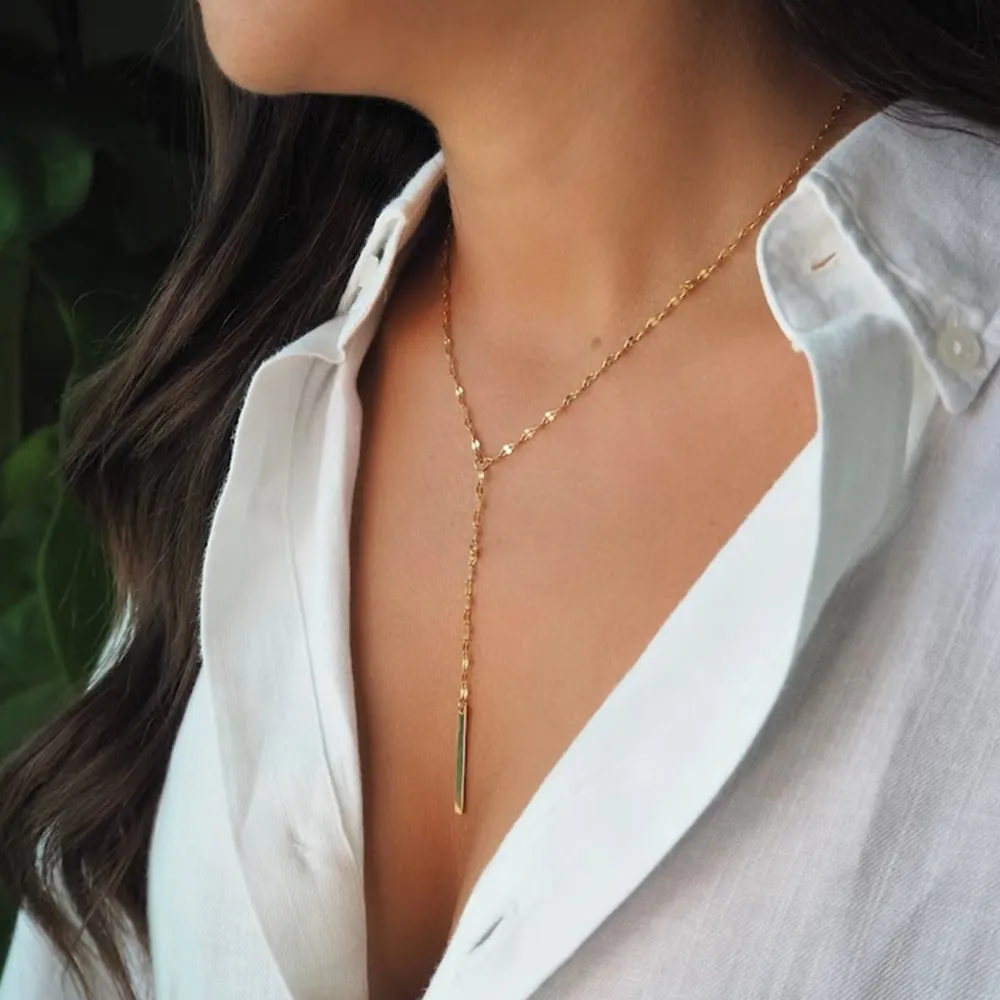 Minimalist Bar Lariat Necklace