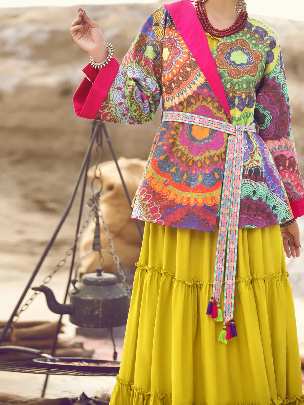 Multicolor Khaddar Jacket - AWP-JT-395