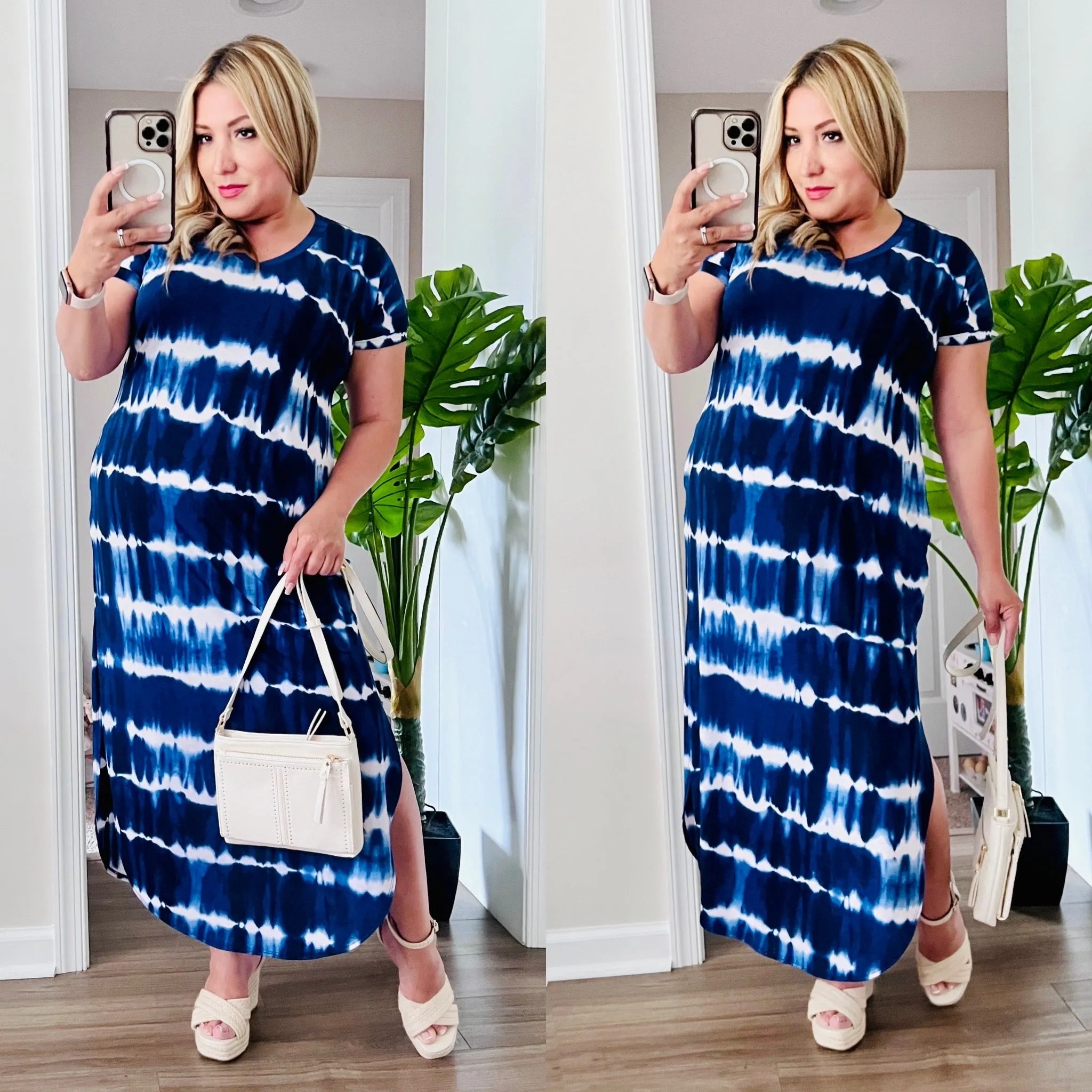 Navy and Ivory Maxi Dress