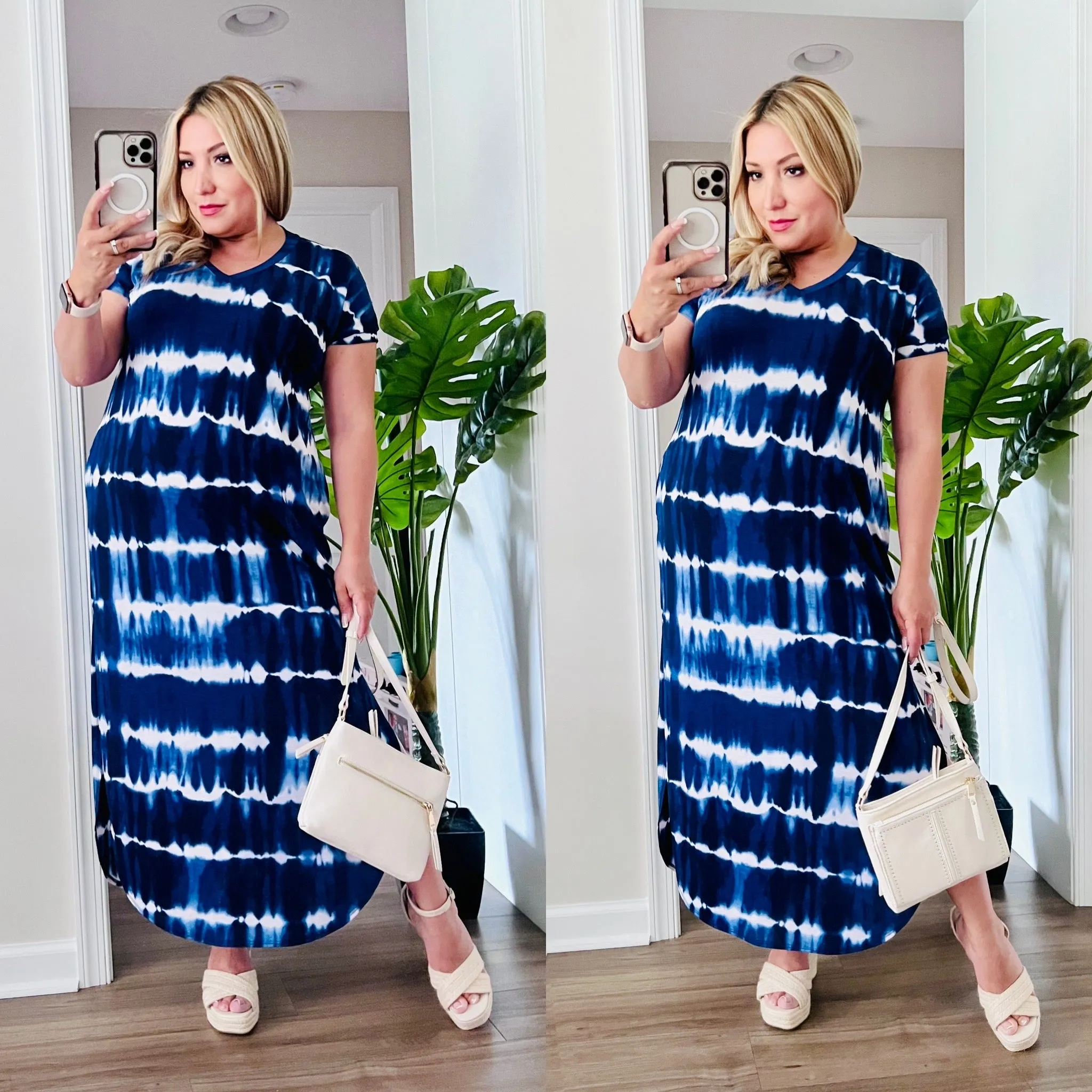 Navy and Ivory Maxi Dress