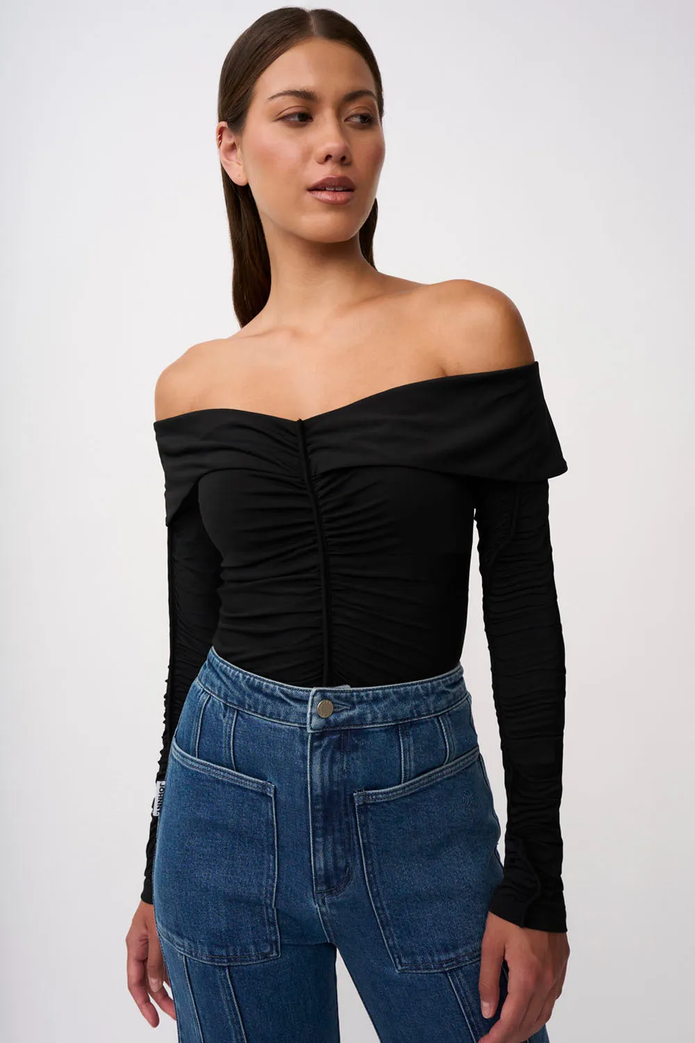 Off Shoulder Gather Top | Final Sale - Black