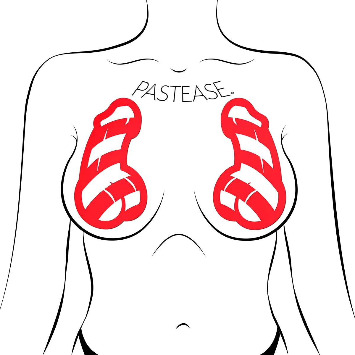 Pastease Candy Cane Penis Pasties Red/White