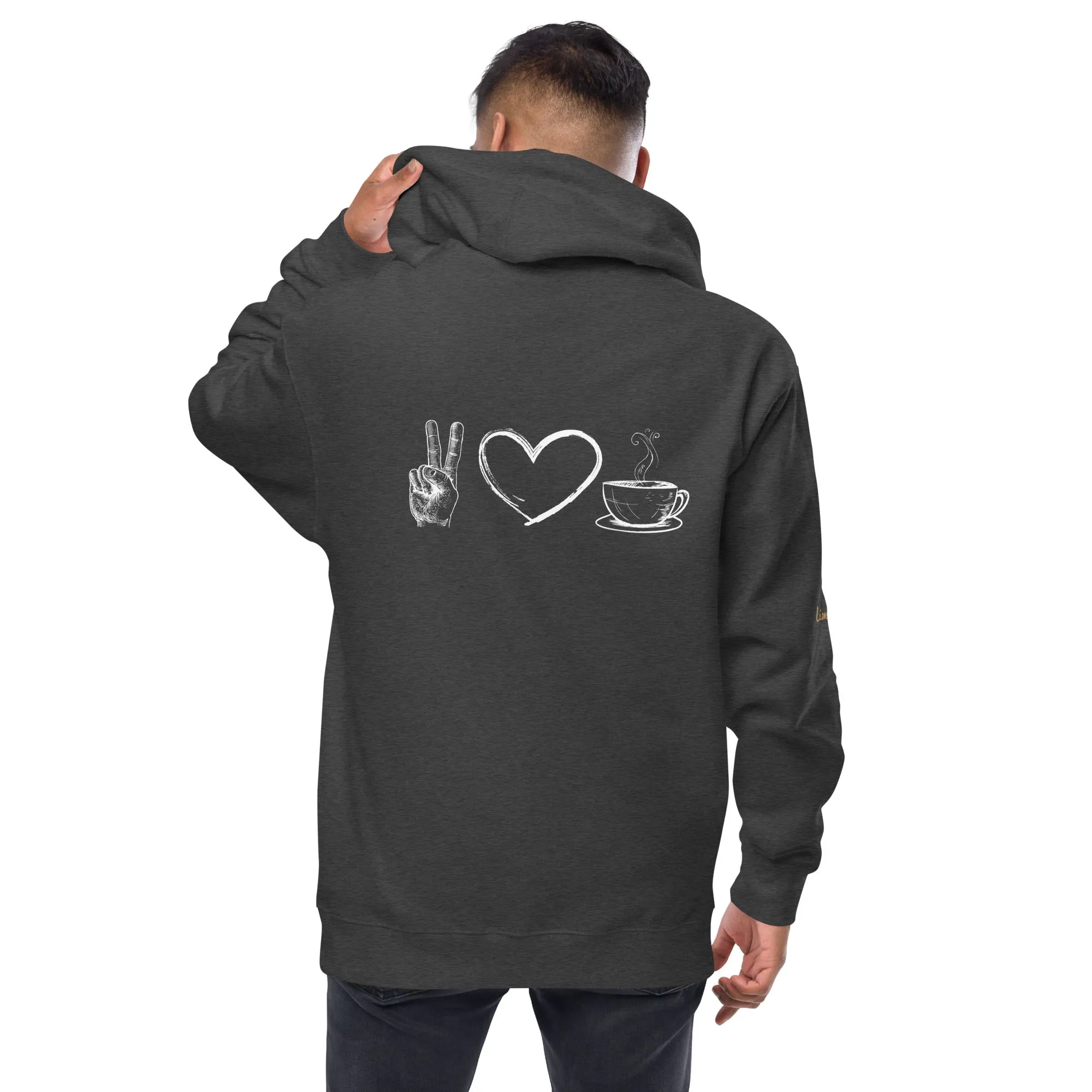 Peace, Love, and Coffee Unisex Zip-Up Hoodie