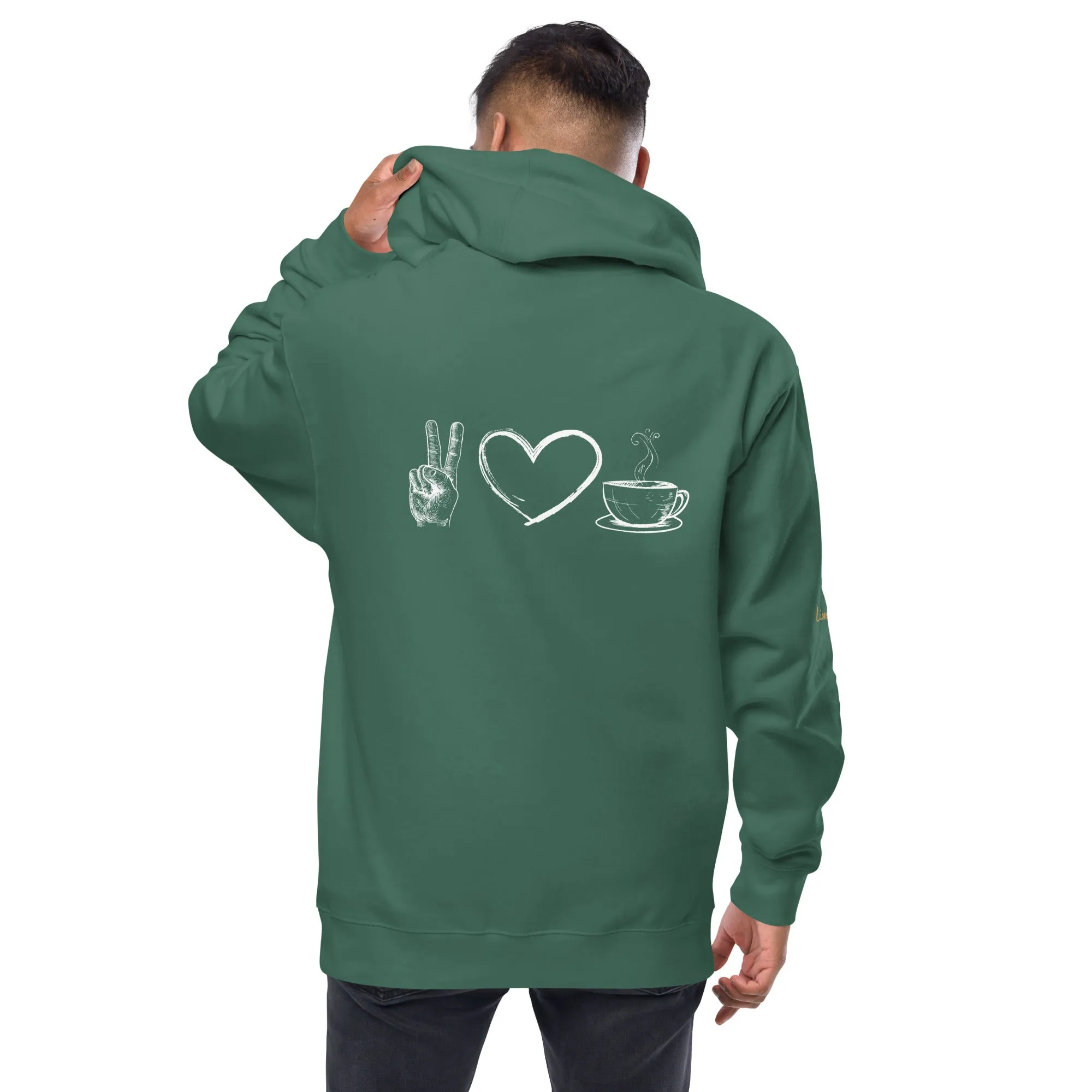 Peace, Love, and Coffee Unisex Zip-Up Hoodie