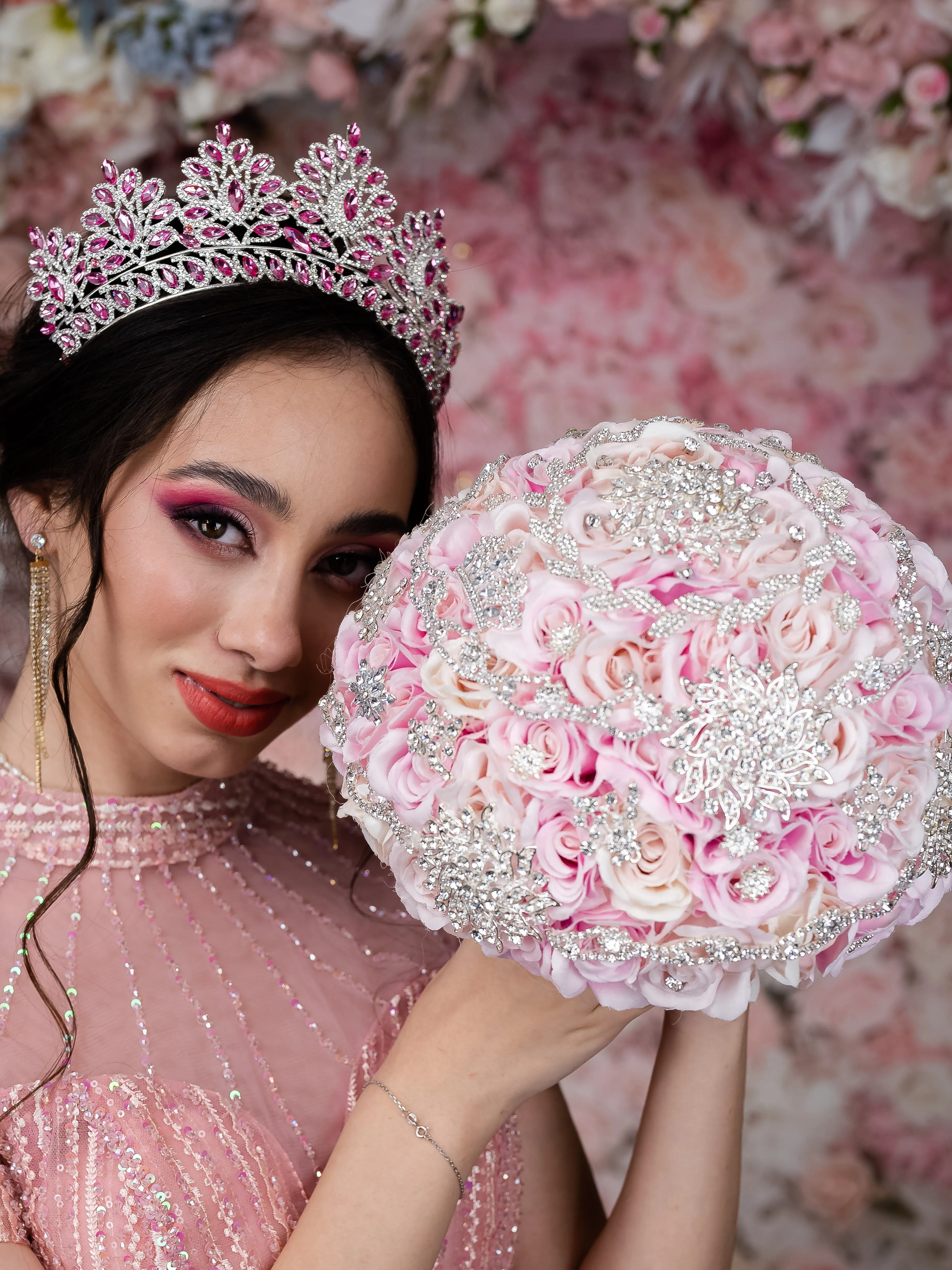 Pink  quinceanera dress hanger