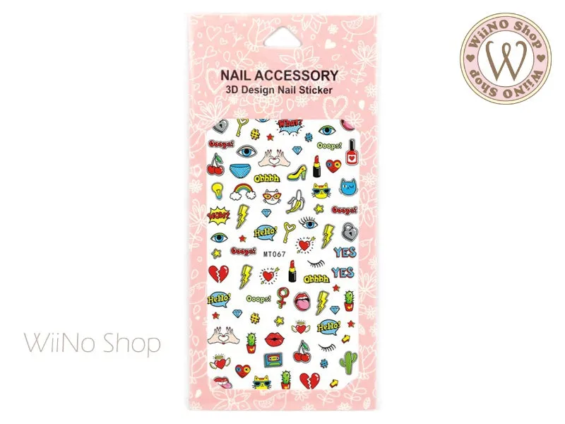 Pop Art Fashion Chic Adhesive Nail Art Sticker - 1 pc (MT067)