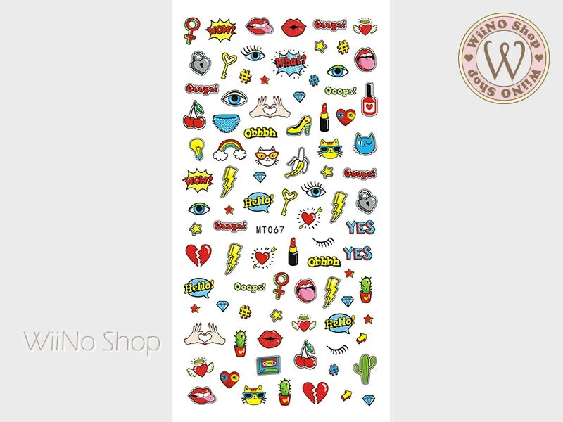 Pop Art Fashion Chic Adhesive Nail Art Sticker - 1 pc (MT067)