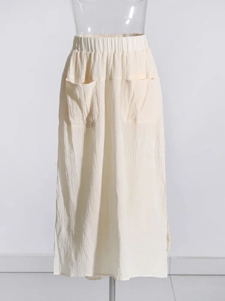 Pre Order:  High Slit Skirt Overlap Pants