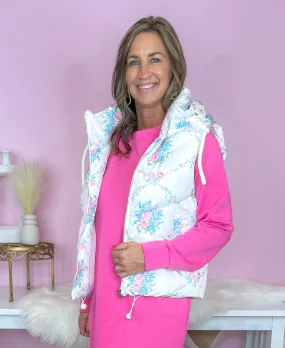 Pretty Follie Floral Puffer Hooded Vest