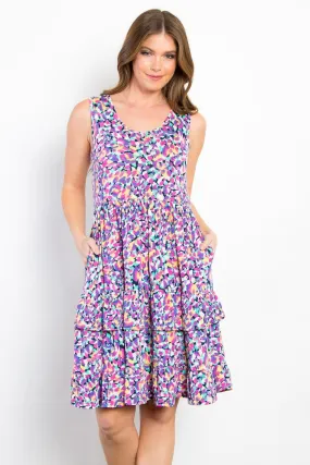 Print Wrinkle Free Ruffled Dress