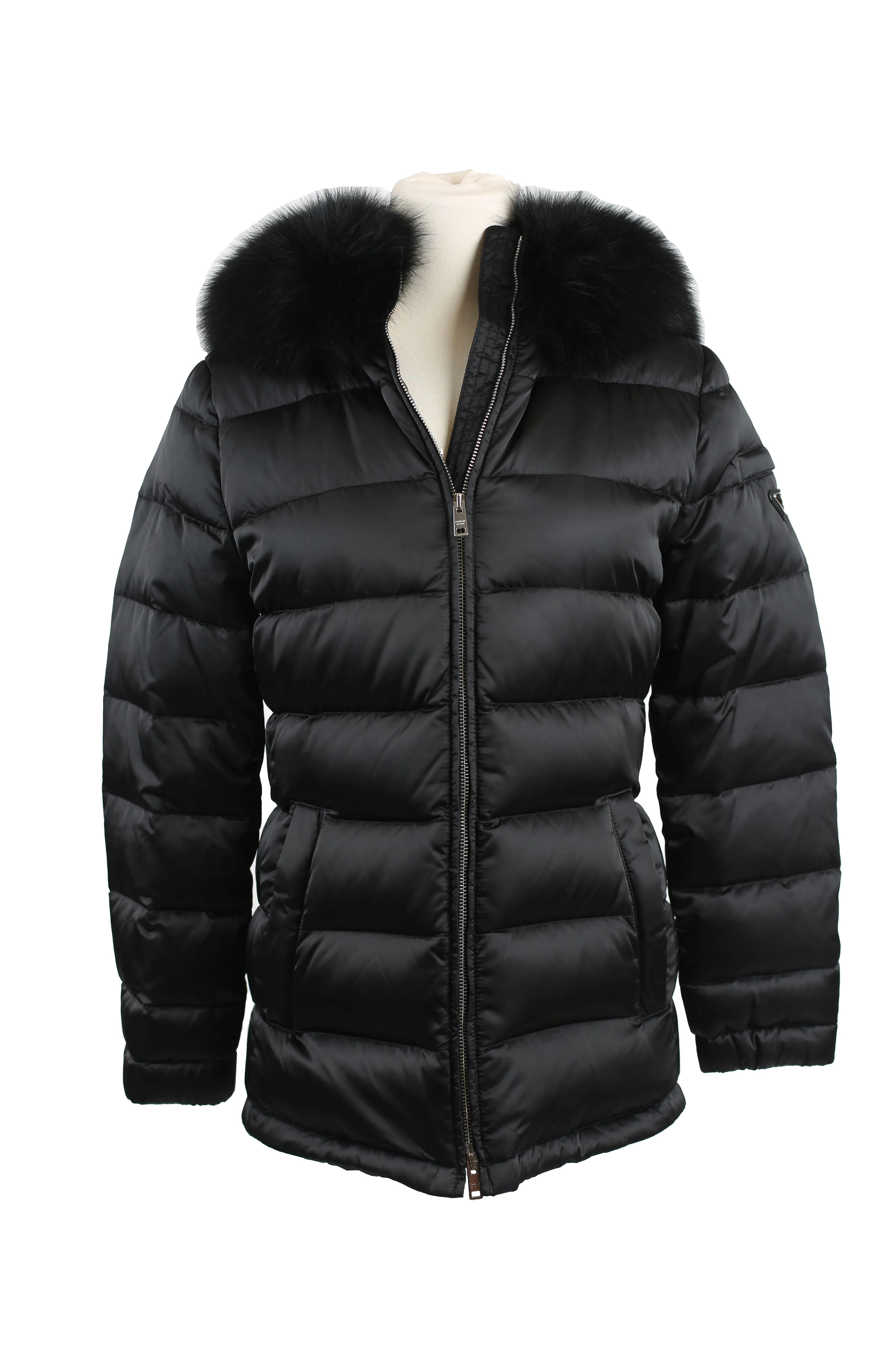 Quilted Down Puffer Coat W/ Fur Color