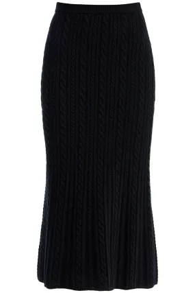 "knitted midi skirt with cable knit FABX3870 K4392 BLACK