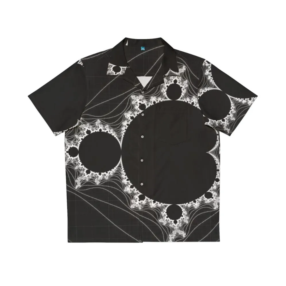 "Minimalist Fractal Design Hawaiian Shirt - White Linear Mandelbrot"