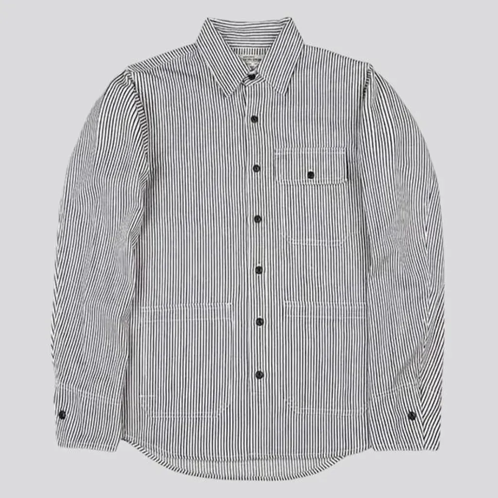 Regular fit chambray men's denim shirt