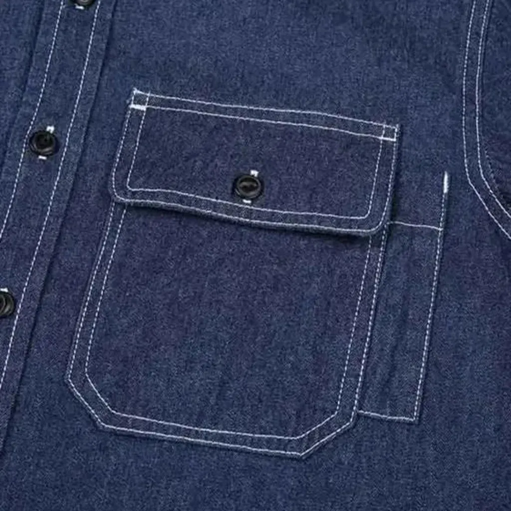 Regular fit chambray men's denim shirt