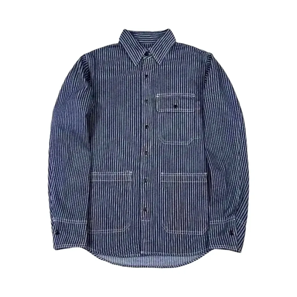 Regular fit chambray men's denim shirt