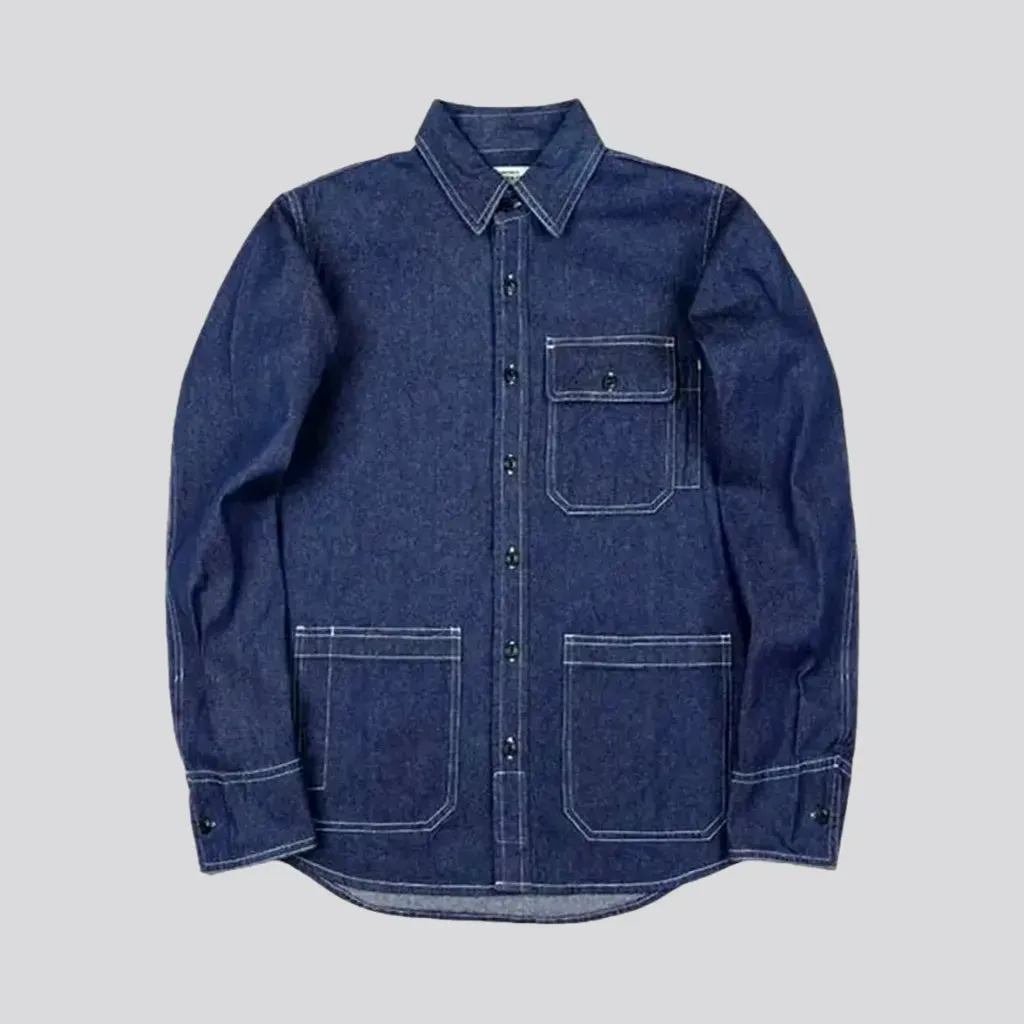 Regular fit chambray men's denim shirt