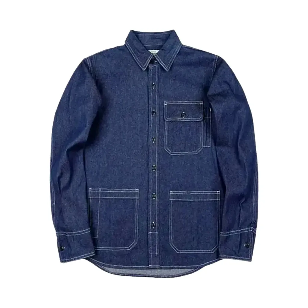 Regular fit chambray men's denim shirt