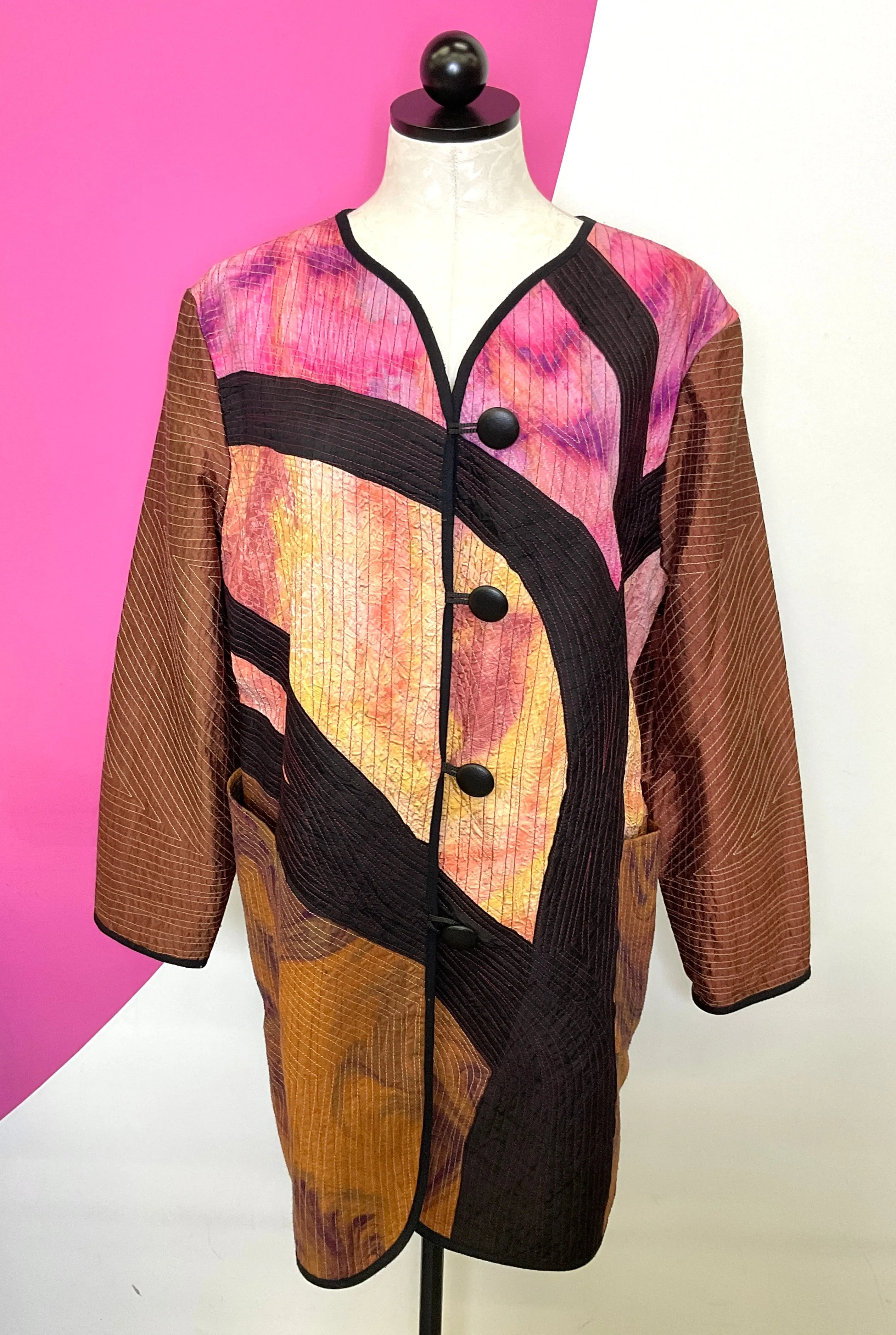 REVERSIBLE ART TO WEAR DYED KIMONO JACKET - M/L