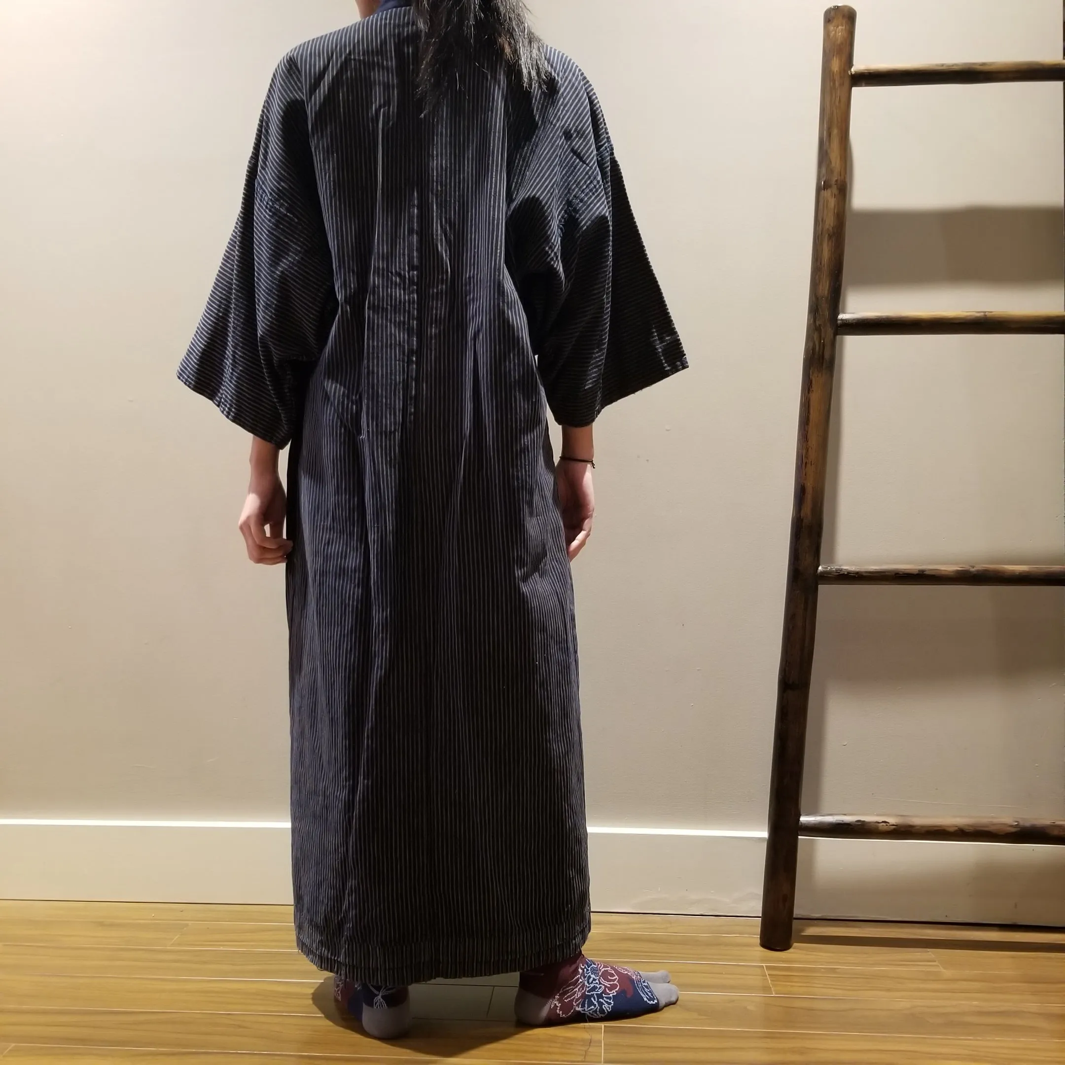 Reversible Indigo Dye Shima Kasuri Kimono Jacket