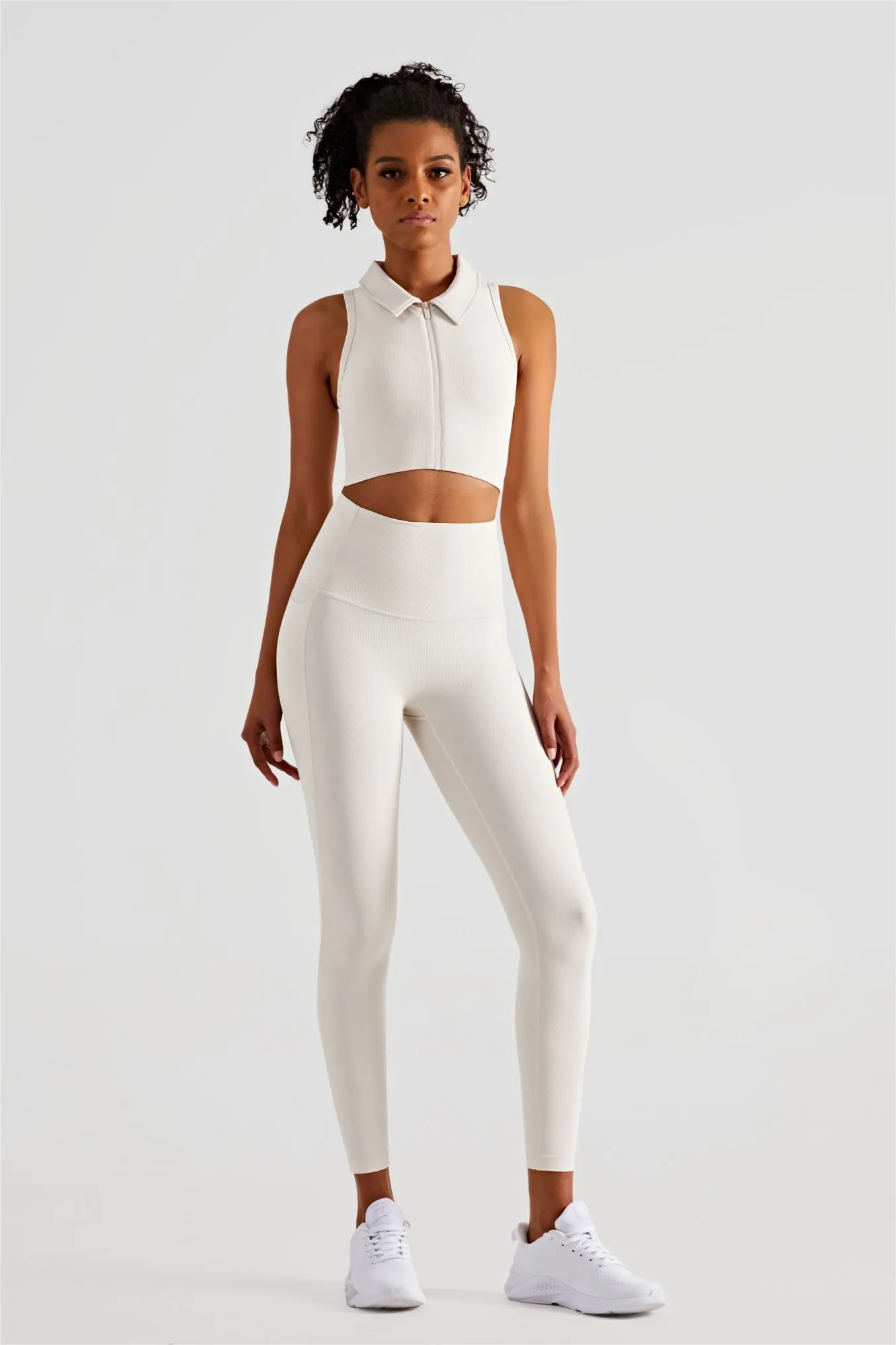 Ribbed Crop Tank Top & Yoga Leggings Activewear Set