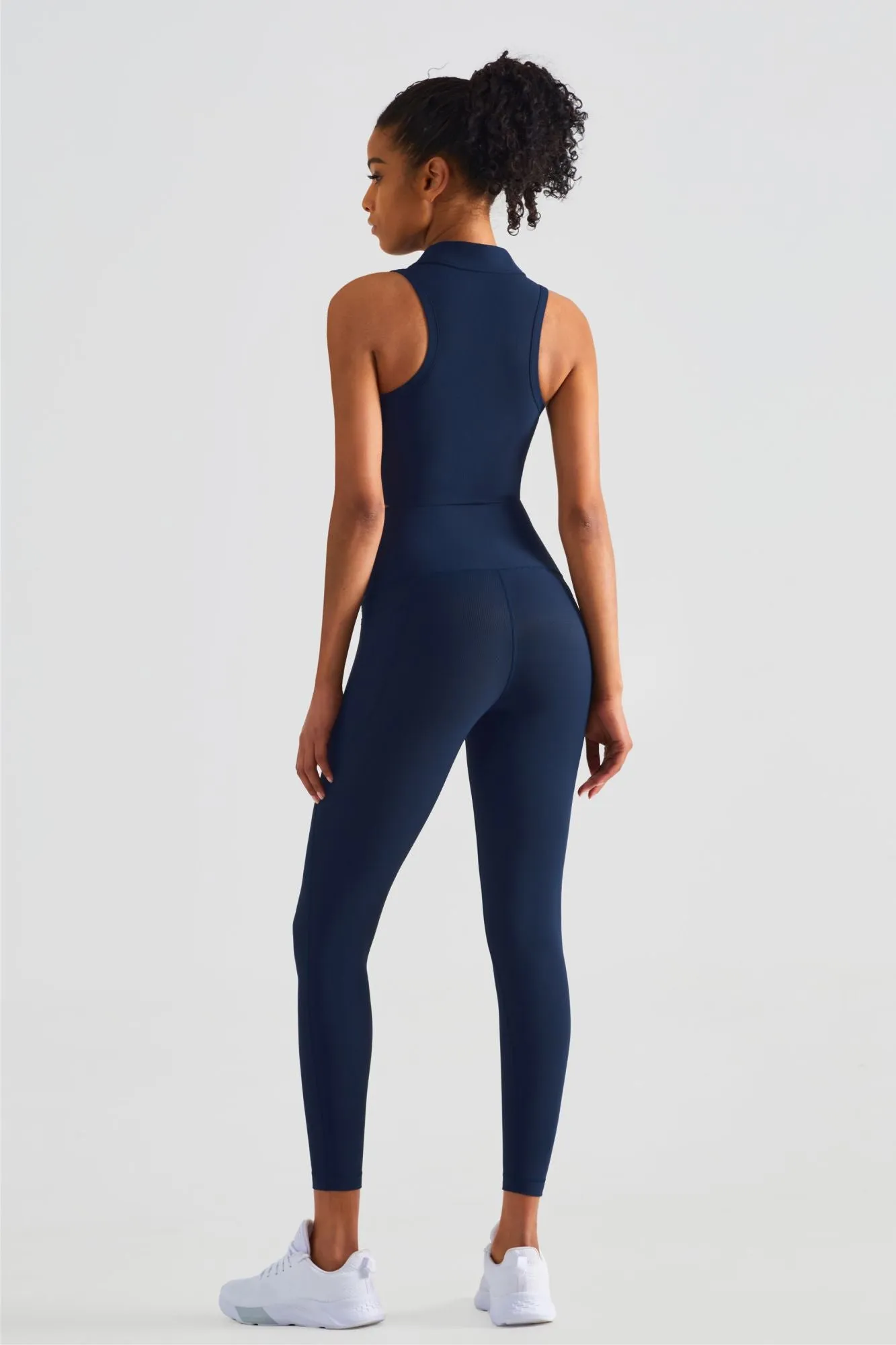 Ribbed Crop Tank Top & Yoga Leggings Activewear Set