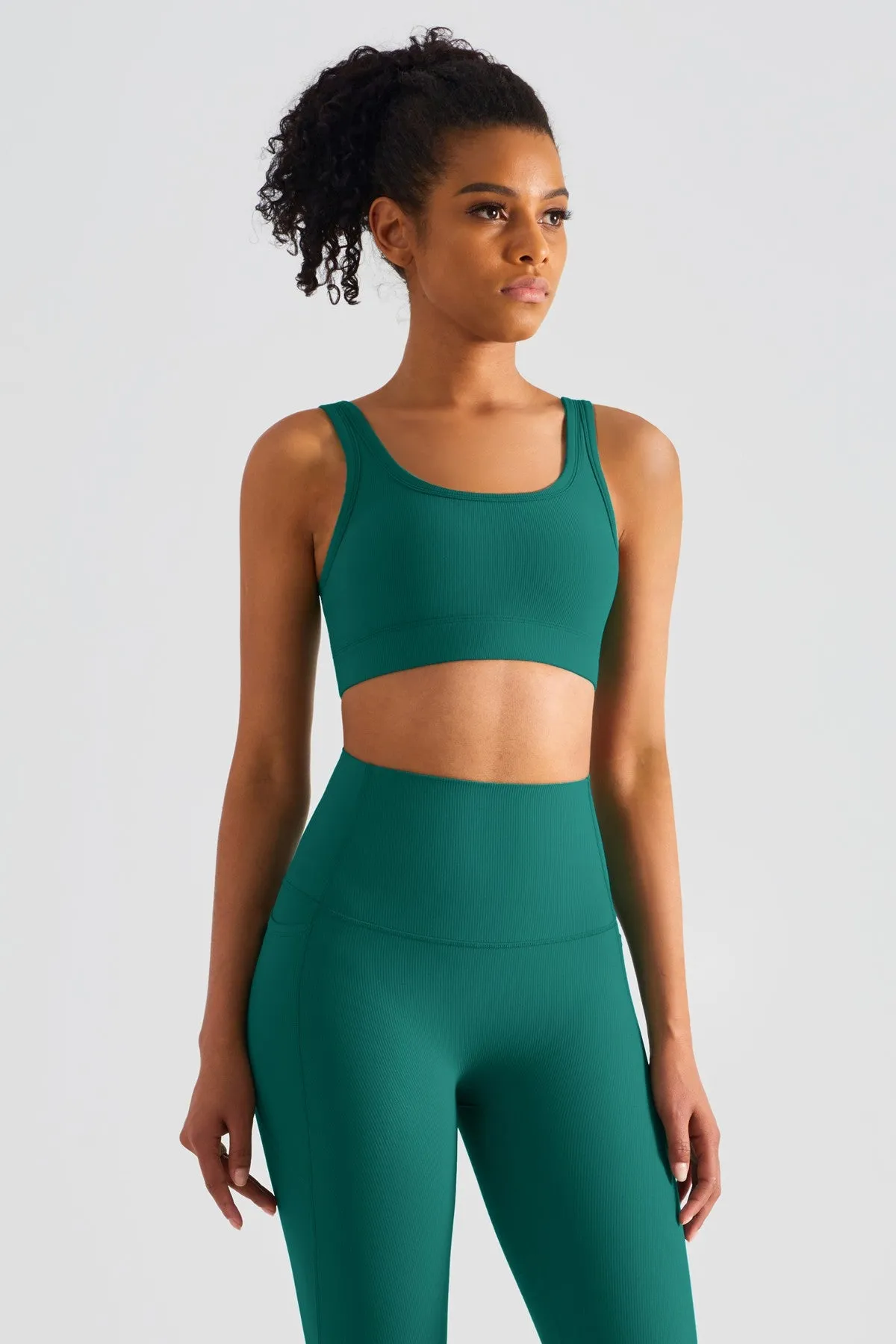 Ribbed Crop Tank Top & Yoga Leggings Activewear Set