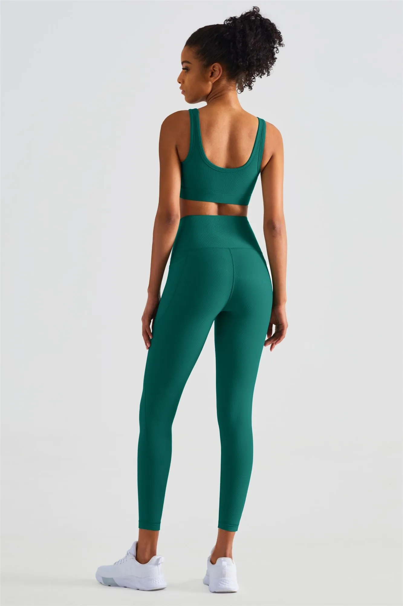 Ribbed Crop Tank Top & Yoga Leggings Activewear Set