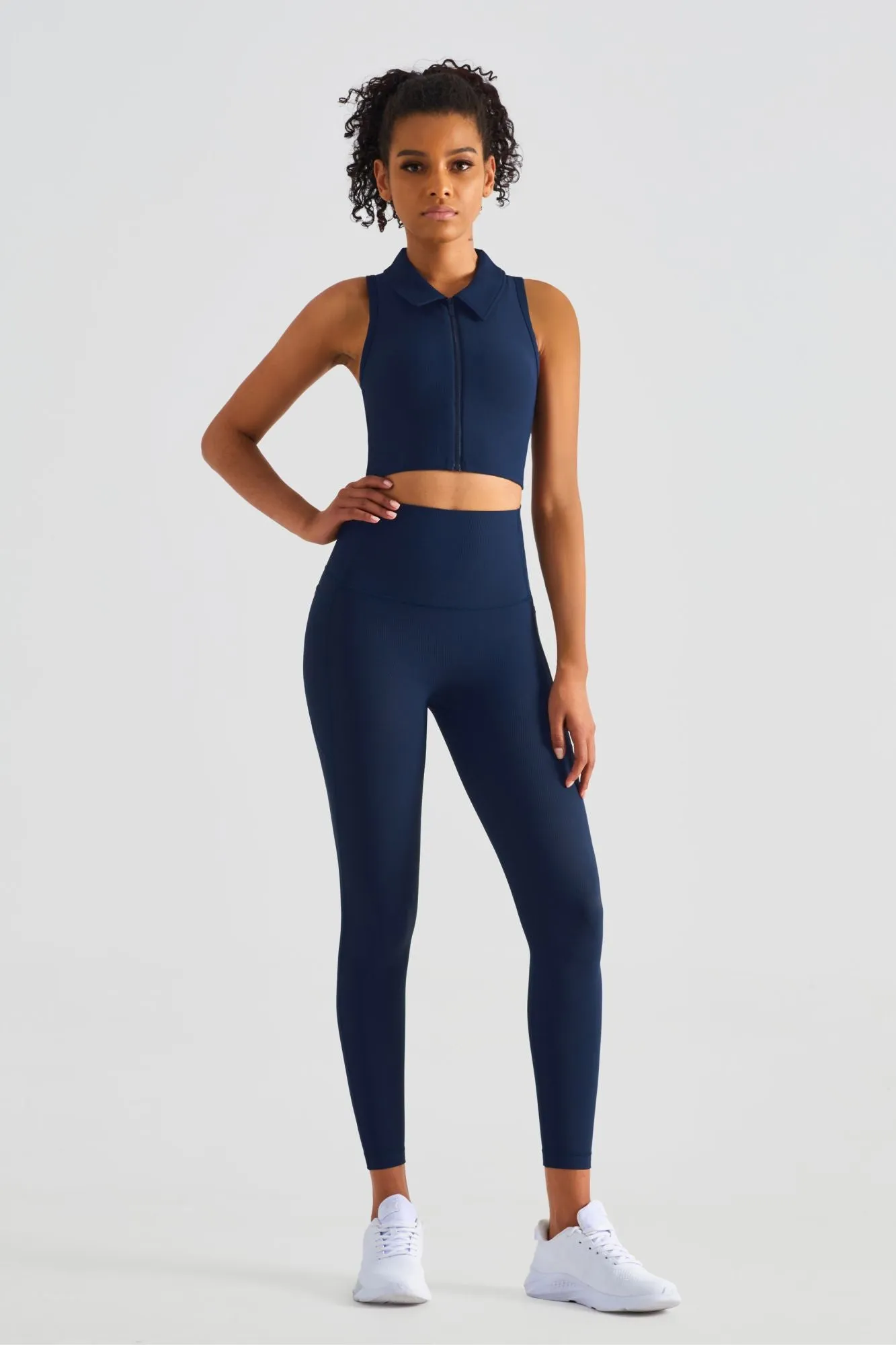 Ribbed Crop Tank Top & Yoga Leggings Activewear Set