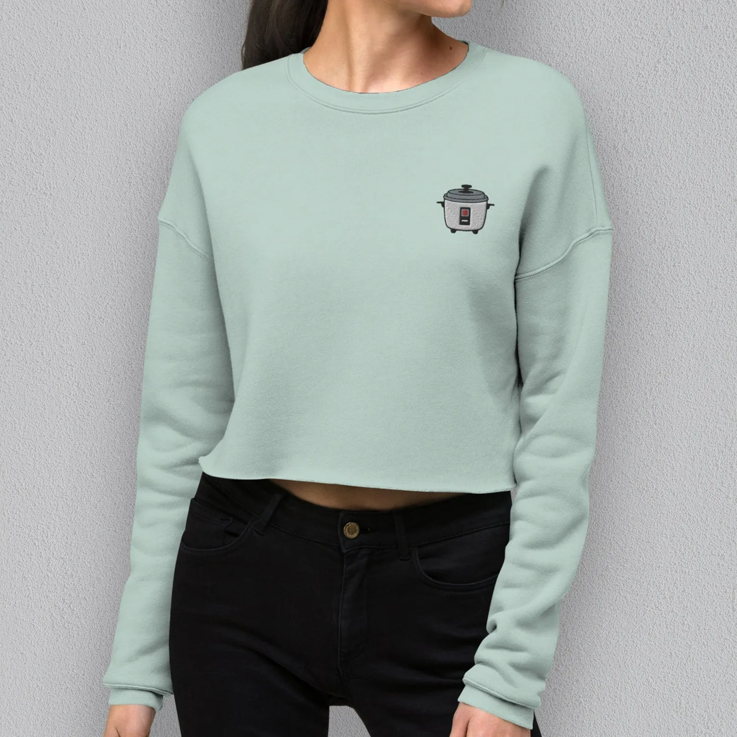 Rice Cooker Embroidered Crop Sweatshirt