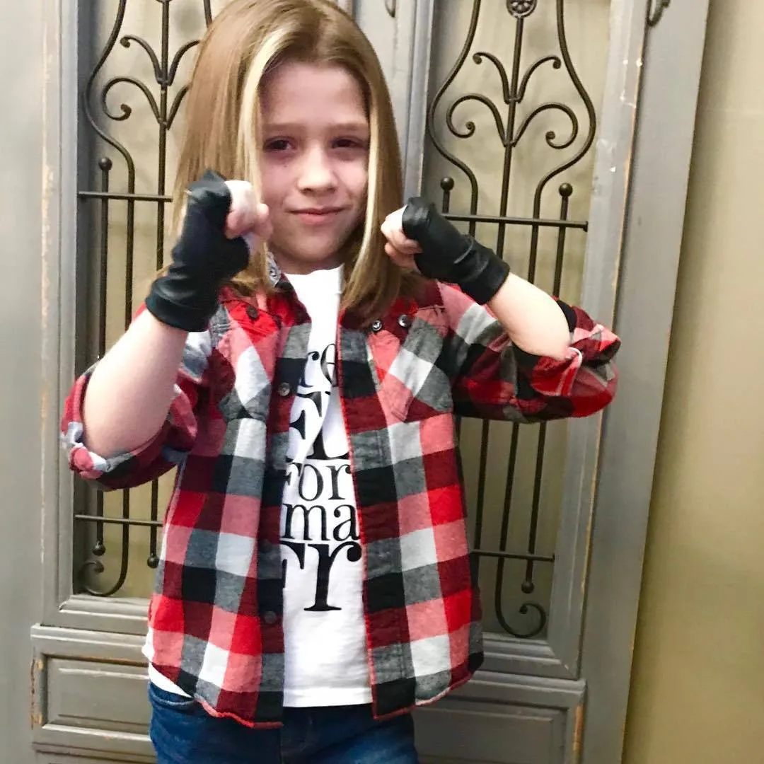 Rockstar Studded Vegan Leather custom fingerless gloves for kids and Adults