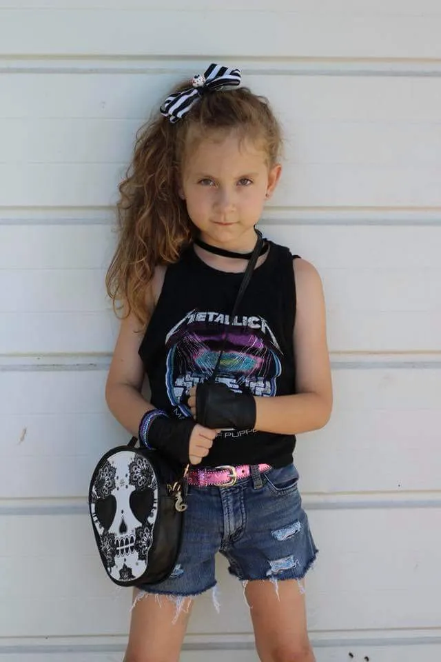 Rockstar Studded Vegan Leather custom fingerless gloves for kids and Adults